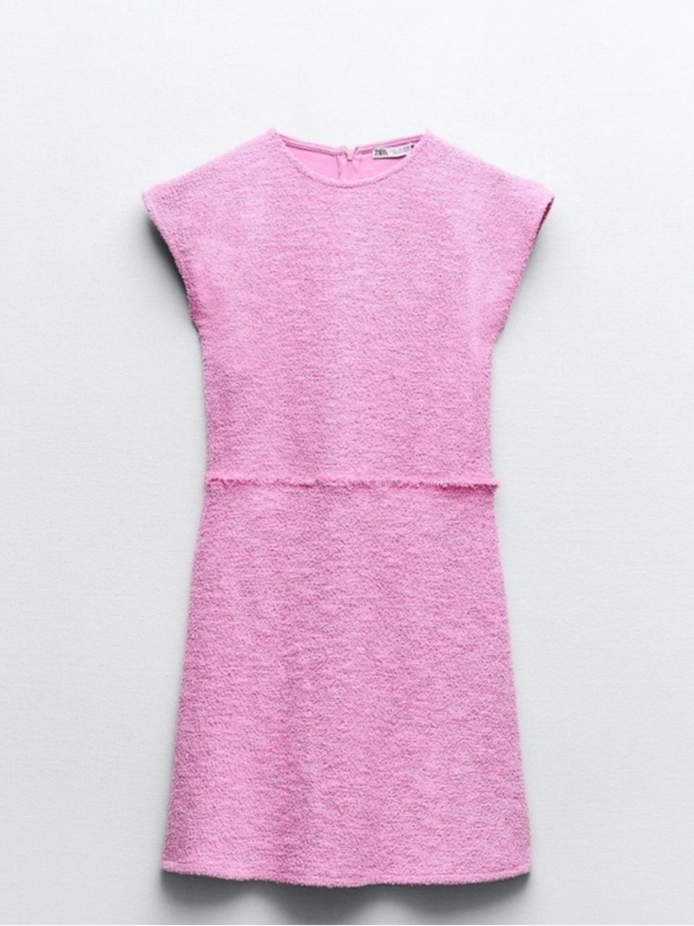 Zara Pink Textured Cap-Sleeve Mini Dress